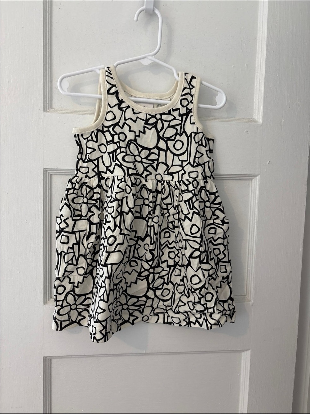 Hanna Andersson Cream & Black Floral Tank Dress for Kids